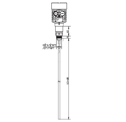 杆式導(dao)波雷達(da)物位計(ji)外型尺(chi)寸圖