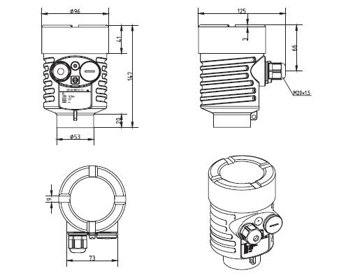 雙纜導波(bo)雷達物位(wei)計外殼尺(chi)寸圖