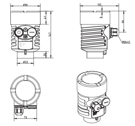 水滴(di)天線雷(lei)達物位(wei)計外殼(ke)尺寸圖(tu)