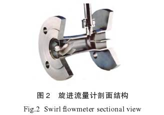 旋進(jin)漩渦(wo)流量(liang)計剖(pou)面結(jie)構圖(tu)