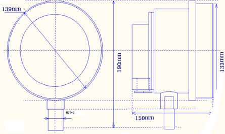 防爆(bao)電接點雙(shuang)金屬溫度(du)計外形尺(chi)寸