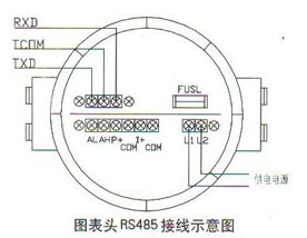 圓表(biao)頭RS485接線(xian)示意圖(tu)
